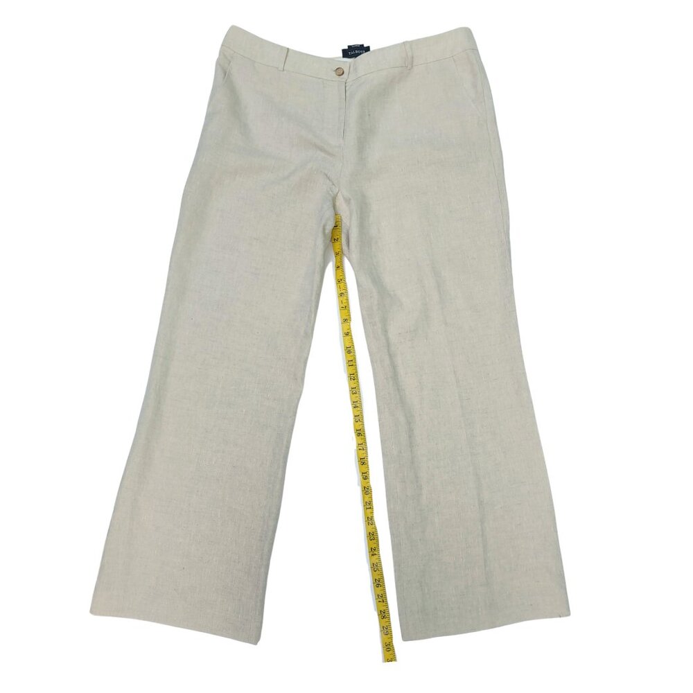 Talbots Windsor Curvy Wide Leg Linen Pants Women Trousers Size 16 Neutral Tan - Picture 10 of 13